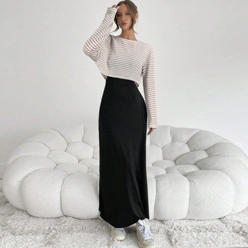 H&M Autumn Winter American Style Striped Long Sleeve Tee and Slip Dress Set